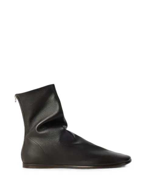 LEMAIRE flat Glove ankle boots in shiny nappa lambskin Brown FO0298LL0023