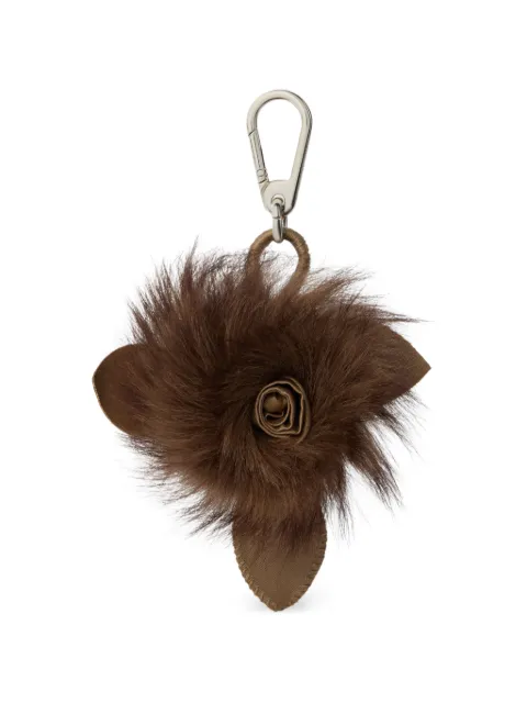 LEMAIRE fuzzy rose charm in lambskin shearling Brown DI0037LL0284