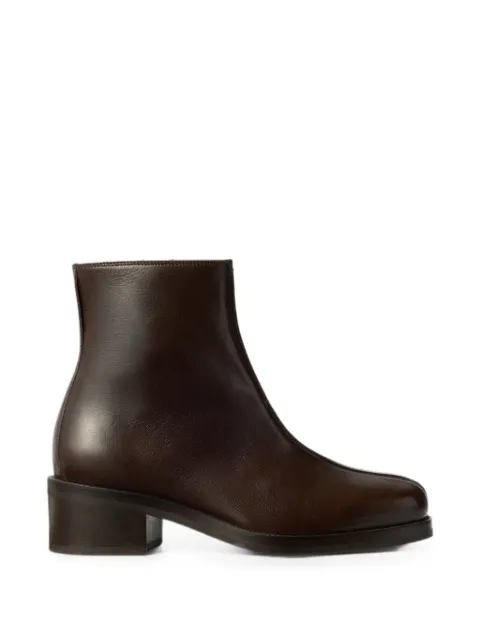 LEMAIRE piped ankle boots in shiny buffalo leather Brown FO0316LL0042