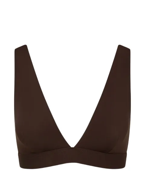 BONDI BORN Lya plunge-neck bikini top Brown SIB005SMOC