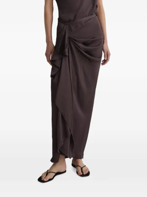BONDI BORN Ardea draped hammered-satin maxi skirt Brown RTWSK50762GTMOC
