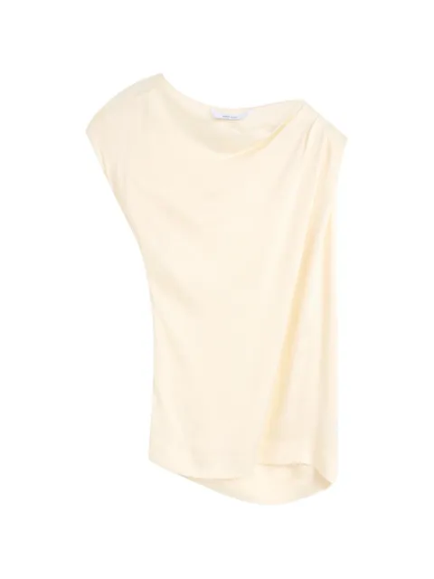 BONDI BORN Ardea hammered-satin draped blouse Neutrals RTWTO20848GTPRL