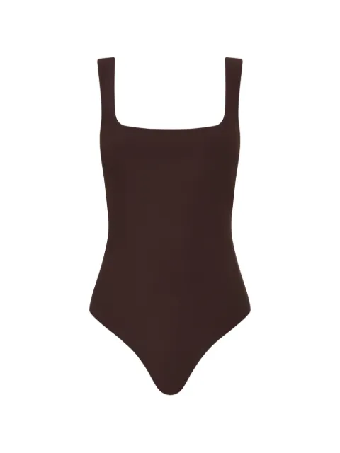 BONDI BORN Mackinley square-neck swimsuit Brown SIM231SMOC