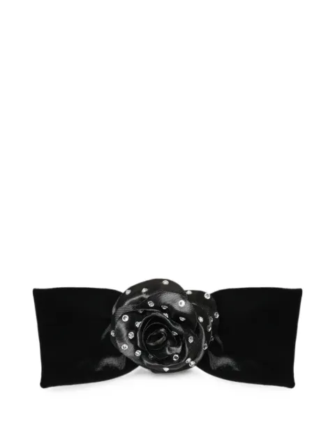 ANOUKI crystal-embellished floral-detail hair clip Black FFBWST1N