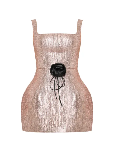 ANOUKI metallic-finish rose-appliqué mini dress Pink NY26I10DRRGD