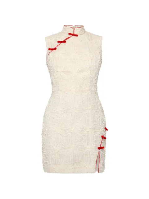 ANOUKI bow-embellished textured mini dress Neutrals ANSS26I02DR