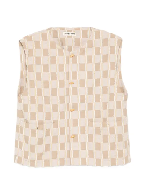 YOUNG N SANG check-pattern button-up vest Neutrals 26SSHBCV