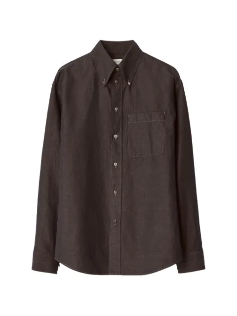 LEMAIRE button-down shirt in linen and cotton chambray Brown SH1297LF1681