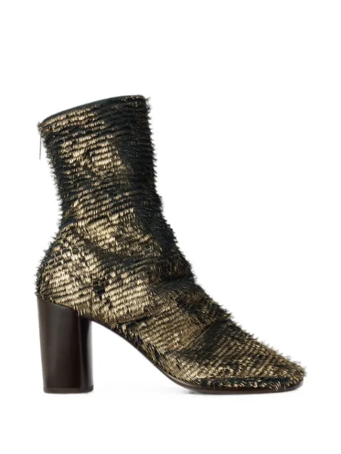 LEMAIRE 80mm Glove heeled ankle boots in laminated textured leather Gold FO0216LL0248