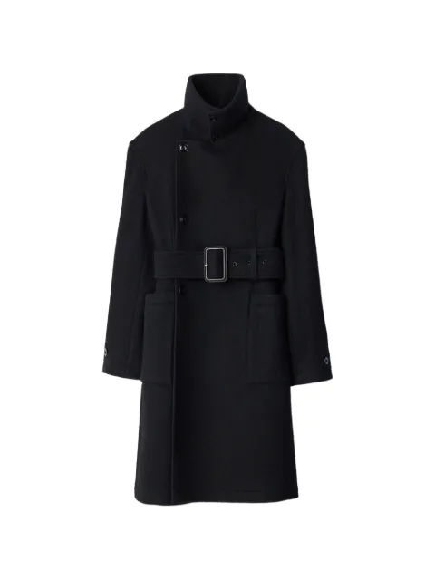 LEMAIRE fitted wrap coat in felted wool and alpaca blend Black CO1155LF1700
