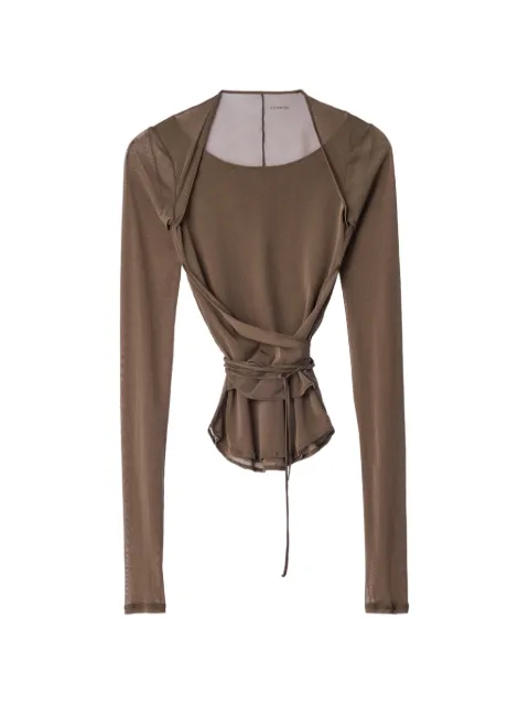 LEMAIRE ballerina wrap top in mesh jersey Brown TS0052LJ1070