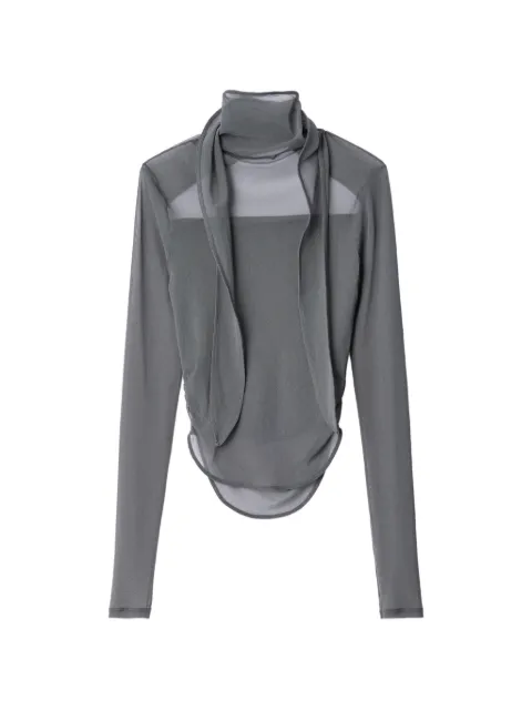 LEMAIRE ballerina scarf top in mesh jersey Grey TS0053LJ1070