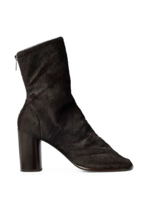 LEMAIRE 80mm Glove heeled ankle boots in pony-style leather Brown FO0216LL0223