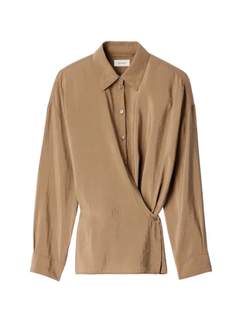 LEMAIRE straight-collar twisted shirt in dry silk Brown SH1141LF1308