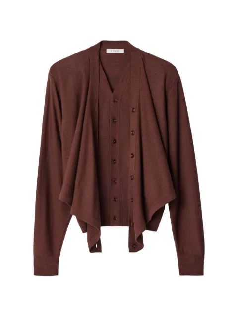LEMAIRE trompe-l’œil cardigan in merino wool blend Brown PO0056LK1063