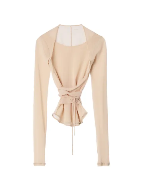LEMAIRE ballerina Wrap top in mesh jersey Neutrals TS0052LJ1070