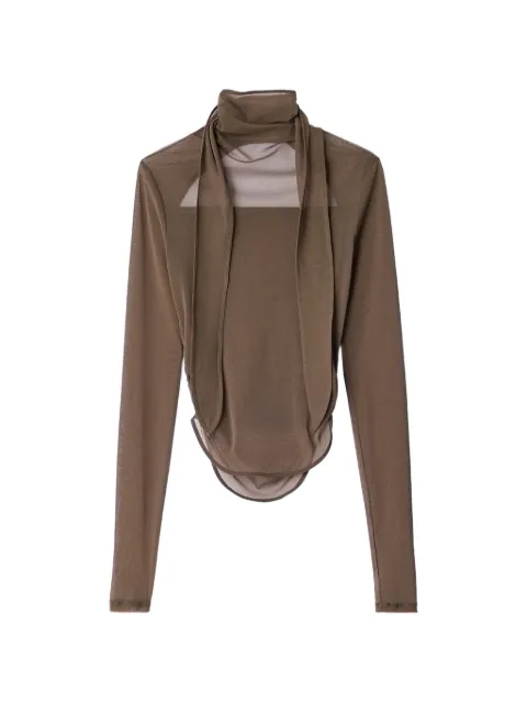 LEMAIRE cut-out pussy-bow top Brown TS0053LJ1070