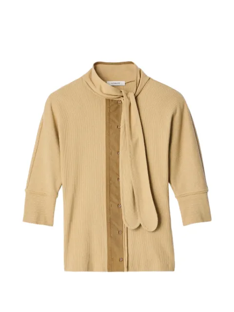 LEMAIRE Ascot T-shirt in linen and cotton ribbed jersey Neutrals TS0056LJ1030