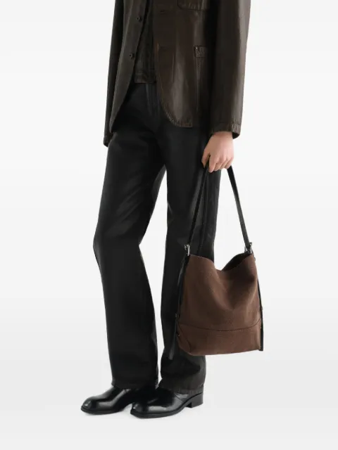 LEMAIRE small Belted tote bag in heavy eco cotton canvas Brown BG0201LF1697