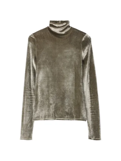LEMAIRE fitted stand-collar top in velvet jersey Grey TS0050LJ1063