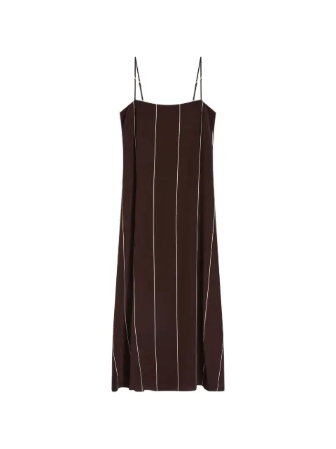 BONDI BORN Orta striped silk maxi dress Brown RTWDR10056SCMOS