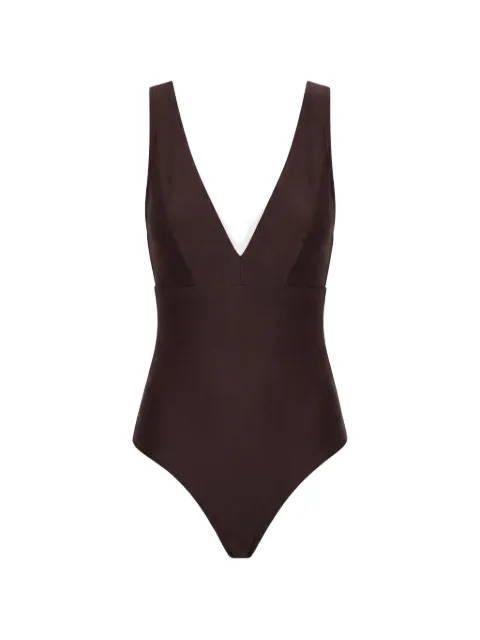 BONDI BORN Lecco V-neck swimsuit Brown SIM443SMOC