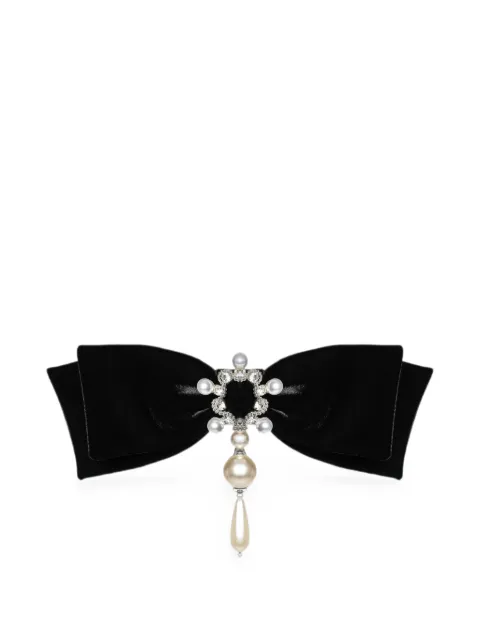 ANOUKI crystal-embellished velvet hair clip Black FFBWST5K