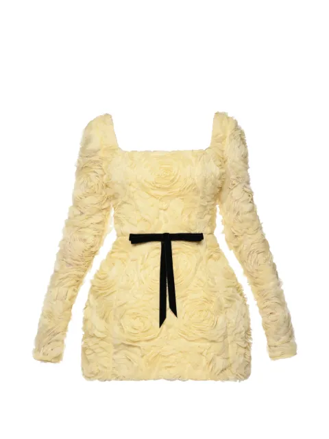 ANOUKI floral-appliqué bow-detail mini dress Yellow ANSS26I106DR