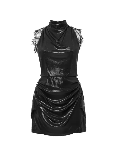 ANOUKI lace-trim draped mini dress Black FRS25NT15DR