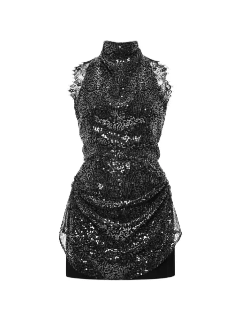 ANOUKI sequin-embellished lace-trim mini dress Black FRS25NT15SQ