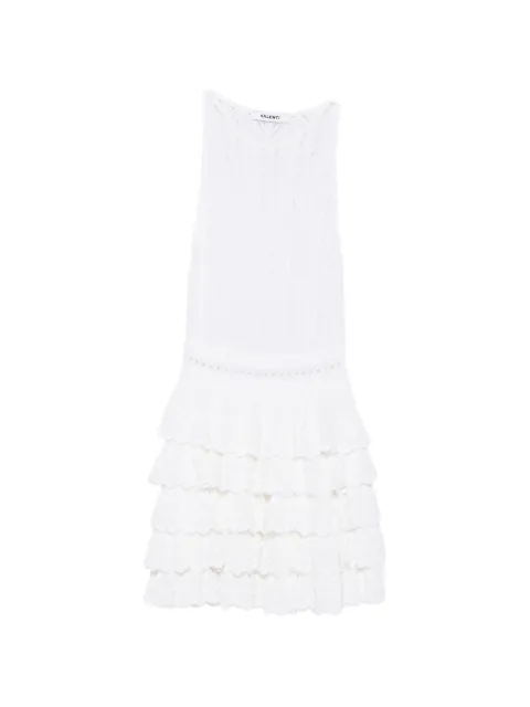 Antonino Valenti pointelle-knit ruffled mini dress White 9212AVNS03