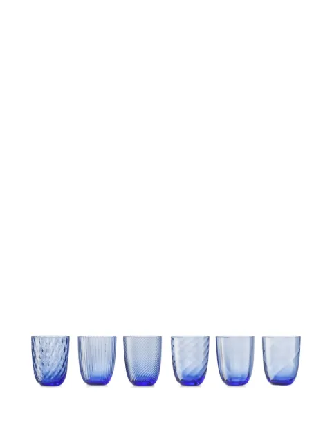 NasonMoretti Idra textured glasses (six-person setting) Blue IDRASET2BL
