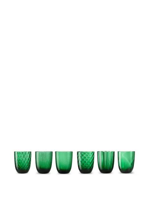 NasonMoretti Idra textured glasses (six-person setting) Green IDRASET2VL