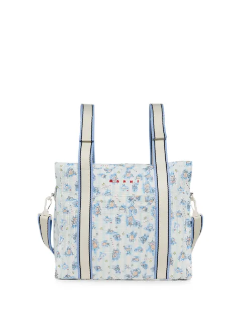 Marni Kids graphic-print seersucker changing bag White M01995M00YY