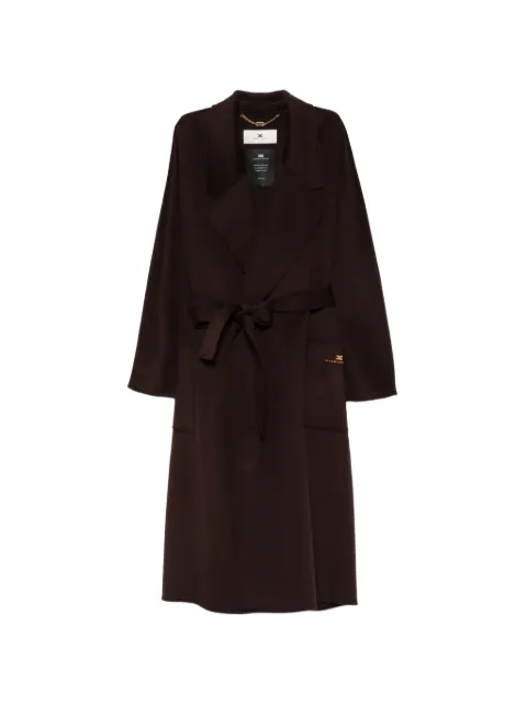 Elisabetta Franchi belted logo-plaque coat Brown CP01D66E2