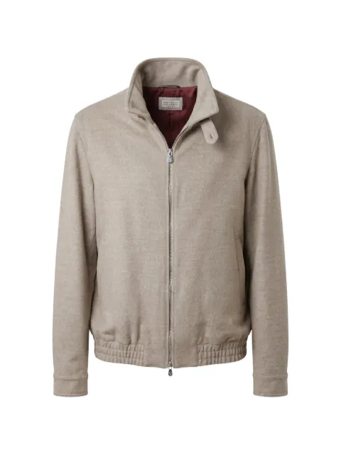 Brunello Cucinelli zip-up wool jacket Neutrals MV4676379C015