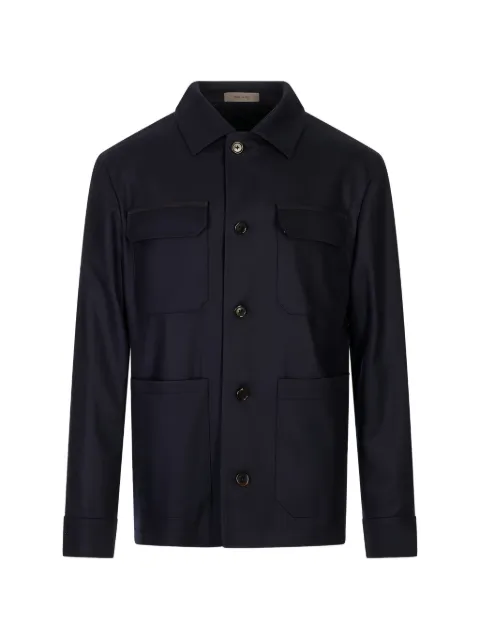 Corneliani button-up multi-pocket jacket Blue 28XL542A18405