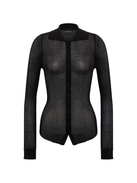 DONDUP ribbed-knit long-sleeve cardigan Black DC525M01046002