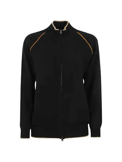 Kiton contrast-trim zip-up cardigan Black D62940K0584L03NERO