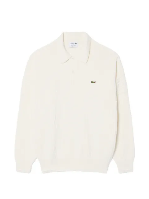 Lacoste ribbed-knit polo sweater Neutrals AH857470V