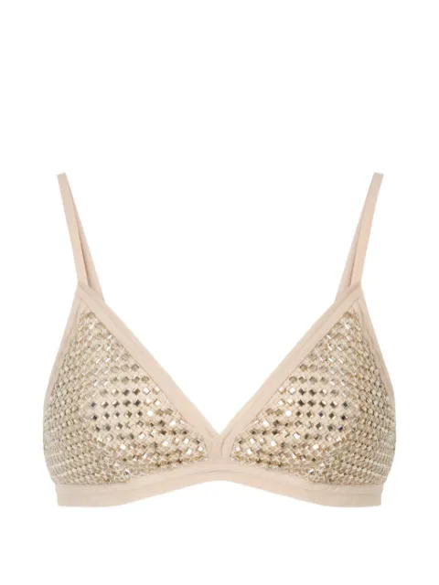 PINKO crystal-embellished triangle bra Neutrals 107522A3IH