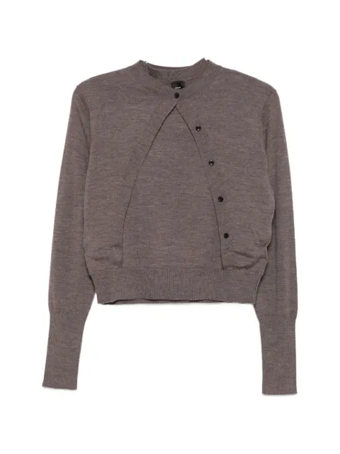 PINKO asymmetric-fastening wool sweater Brown 107259A3FY