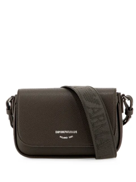 Emporio Armani logo-print pebbled-effect crossbody bag Brown EW000538AF12036