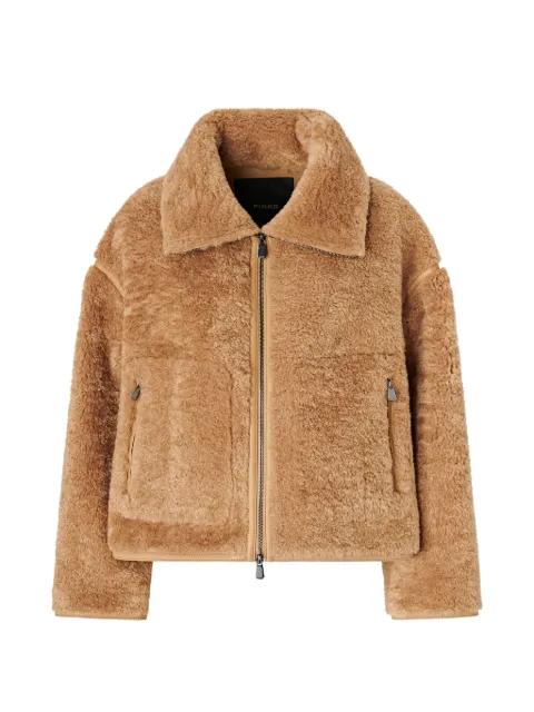 PINKO faux-shearling zip-up jacket Neutrals 107167A3FJ