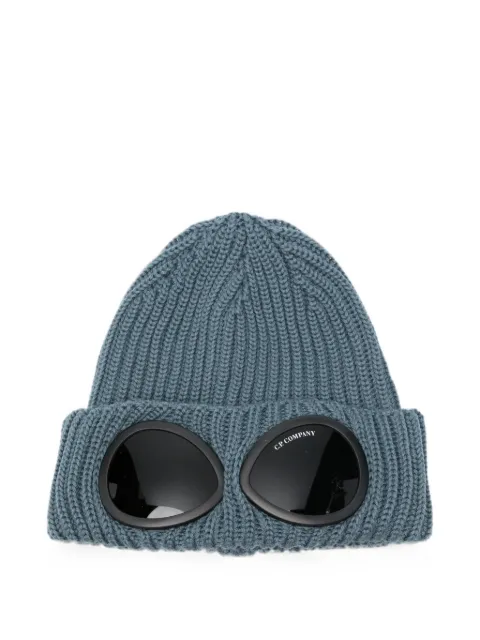 C.P. Company Goggle-detail ribbed beanie hat Blue 21CAMC742A005509A871