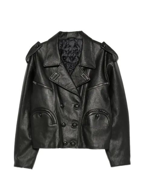 Blazé Milano double-breasted leather jacket Black JKBKR01IOVB1
