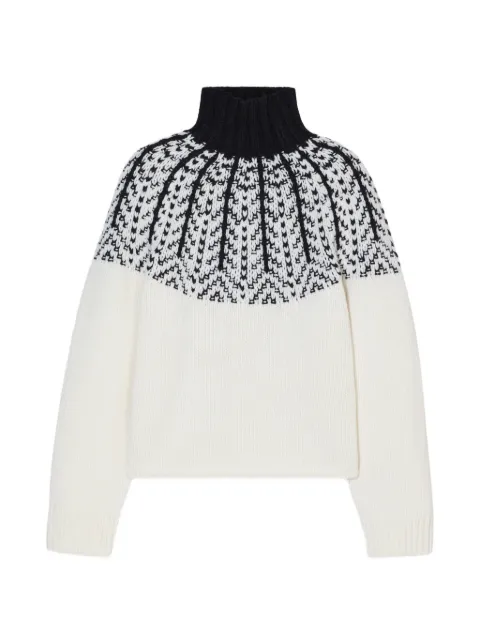 Closed intarsia-knit high-neck sweater White C9693998XCR