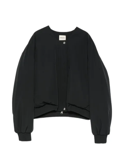KHAITE ribbed-trim collarless jacket Black 62414242200
