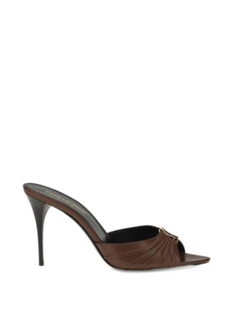 Saint Laurent Babylone ruched leather sandals Brown 799606AADF0