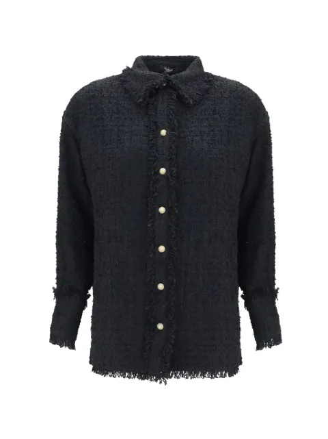 Balmain fringed tweed jacket Black HF1HD005XM07